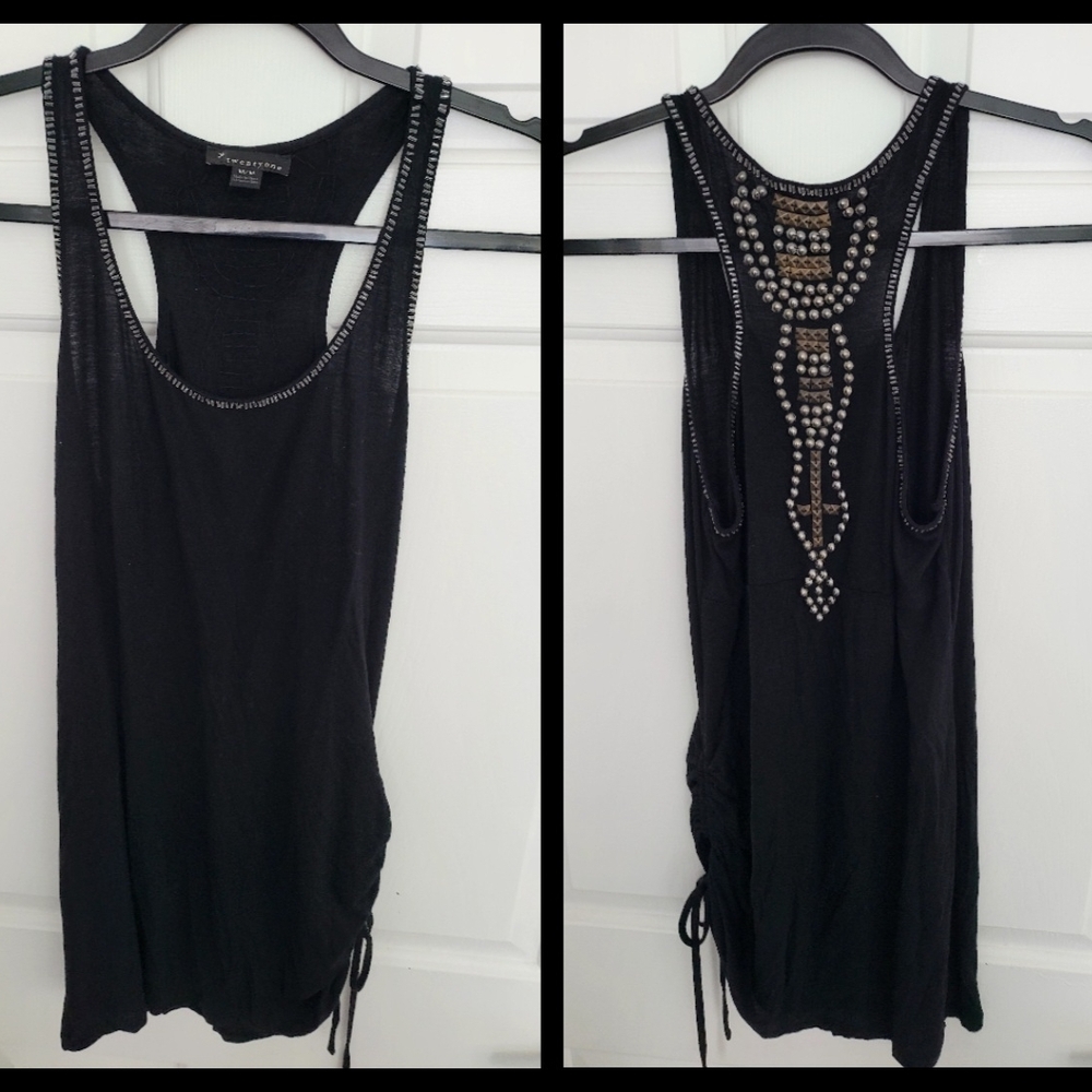 Forever 21 Black Studded Racerback Tank